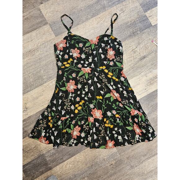Old navy xl womens floral mini sundress black flirty feminine garden - Picture 2 of 6